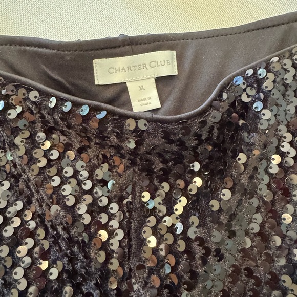Charter Club Black Sequin Women's Pants, elastic waist, size XL - Picture 4 of 5